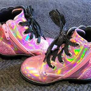 Pinkish/Purple Chrome and Sparkle Boots - Toddler Girl